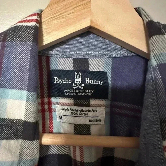 Psycho Bunny Plaid Flannel Shirt Medium - Picture 3 of 4